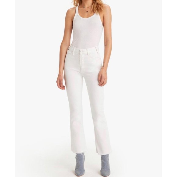 MOTHER Denim - MOTHER Denim Hustler size 32 white crop fray jeans